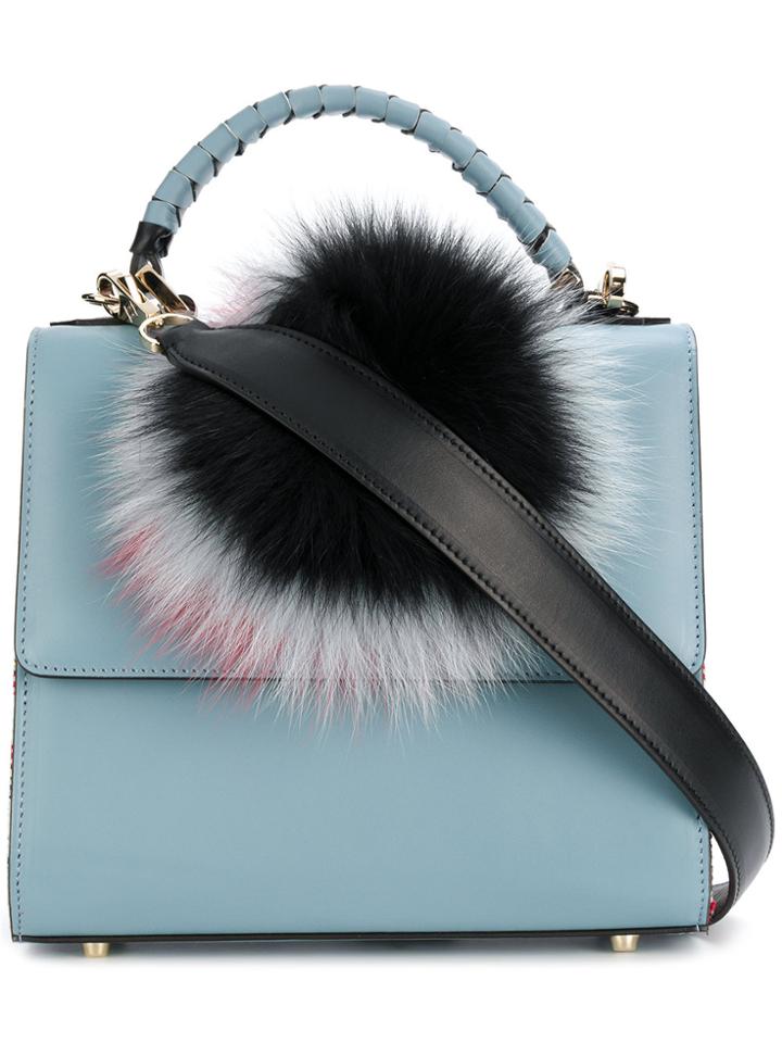 Les Petits Joueurs Plaid Detail Tote Bag - Blue