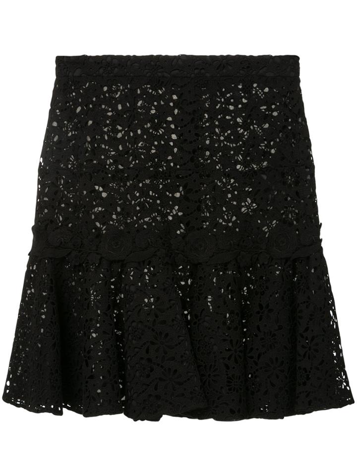 Giambattista Valli Embroidered Middle Skirt - Black