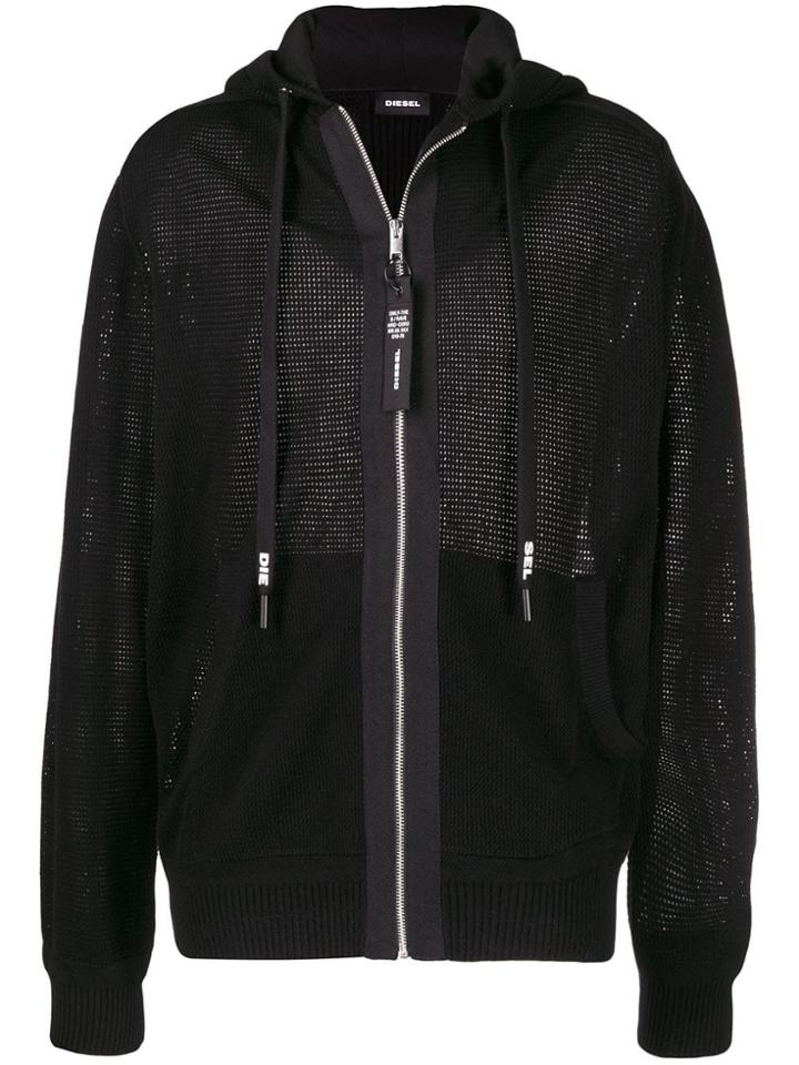 Diesel Knit Zip Up Hoodie - Black