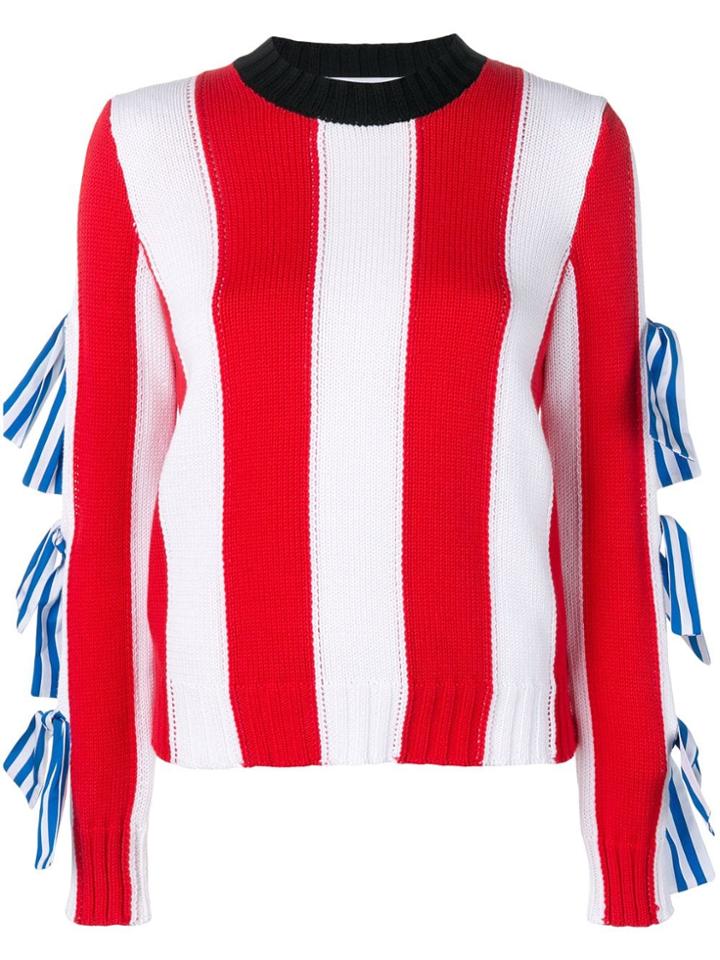 Msgm Vertical Stripes Jumper - Red