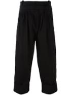 J.w.anderson Draped Detail Cropped Trousers, Men's, Size: 50, Black, Cotton/polyurethane
