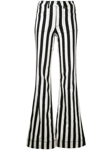 Alice+olivia - Striped Wide Leg Jeans - Women - Cotton/polyester/spandex/elastane - 28, Black, Cotton/polyester/spandex/elastane