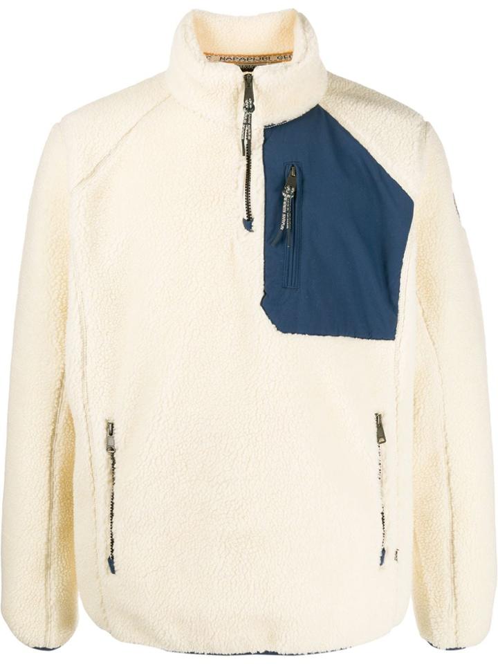 Napapijri Textured Zip Pullover - White