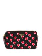 Prada Heart Print Mini Shoulder Bag - Black