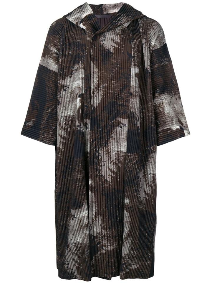 Homme Plissé Issey Miyake Patterned Oversized Coat - Brown