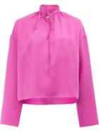 Balenciaga Band Collar Blouse, Women's, Size: 36, Pink/purple, Silk