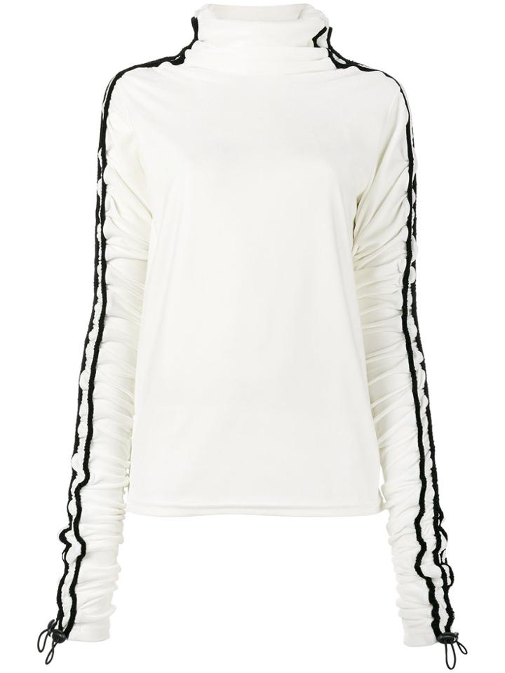 Y / Project High Neck Slim Fit Top With Ruching - Nude & Neutrals