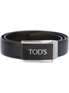 Tod S Logo Buckle Belt, Men's, Size: 95, Black, Leather