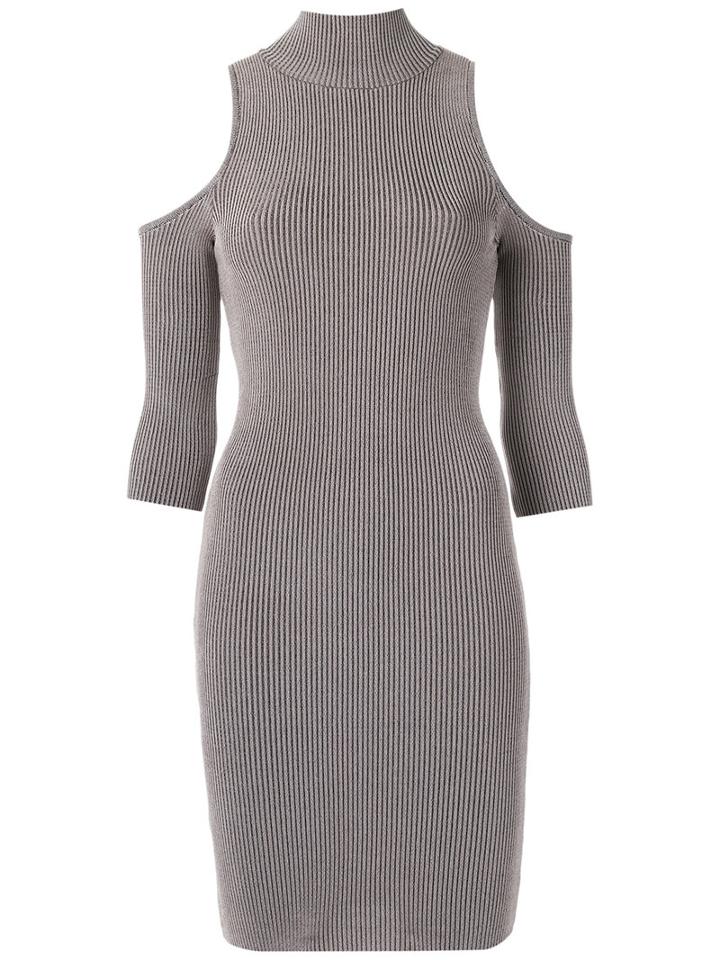Knit Cold Shoulder Dress - Women - Spandex/elastane/viscose - P, Pink, Spandex/elastane/viscose, Cecilia Prado
