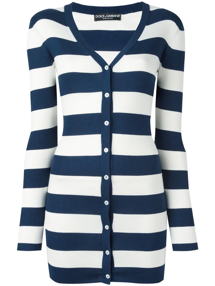 Dolce & Gabbana Striped Cardigan, Women's, Size: 44, Blue, Silk