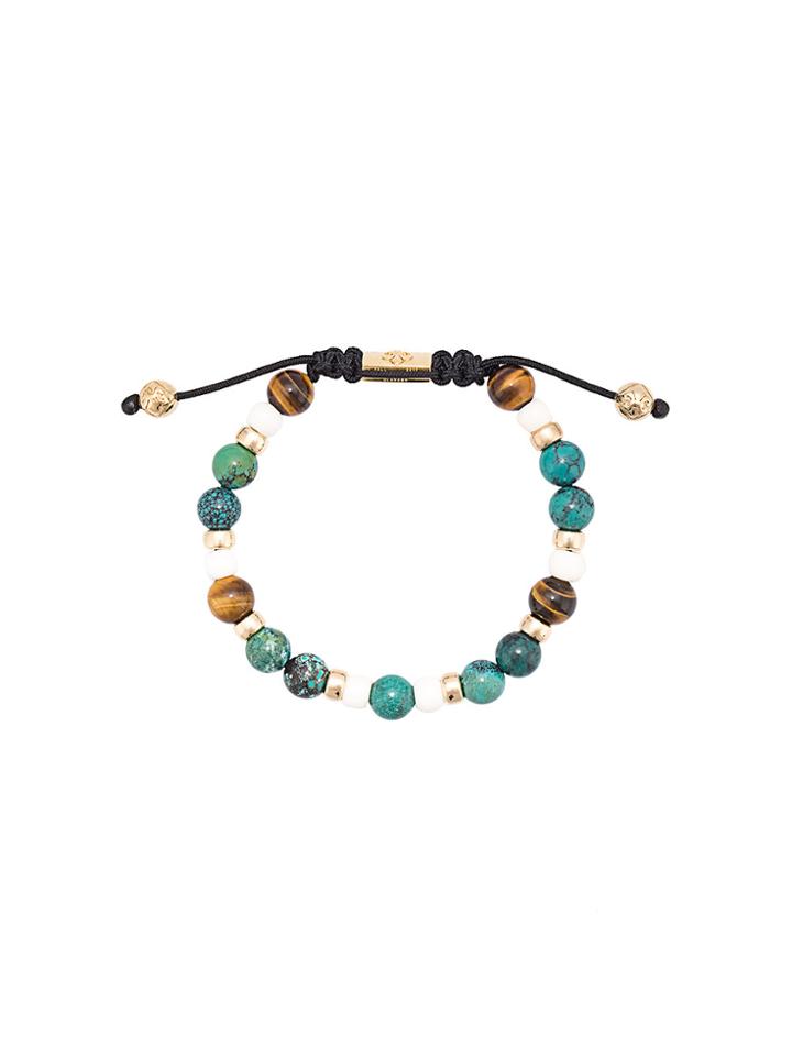 Nialaya Jewelry Brown Tiger Eye, Bali Turquoise And White Bone Beaded