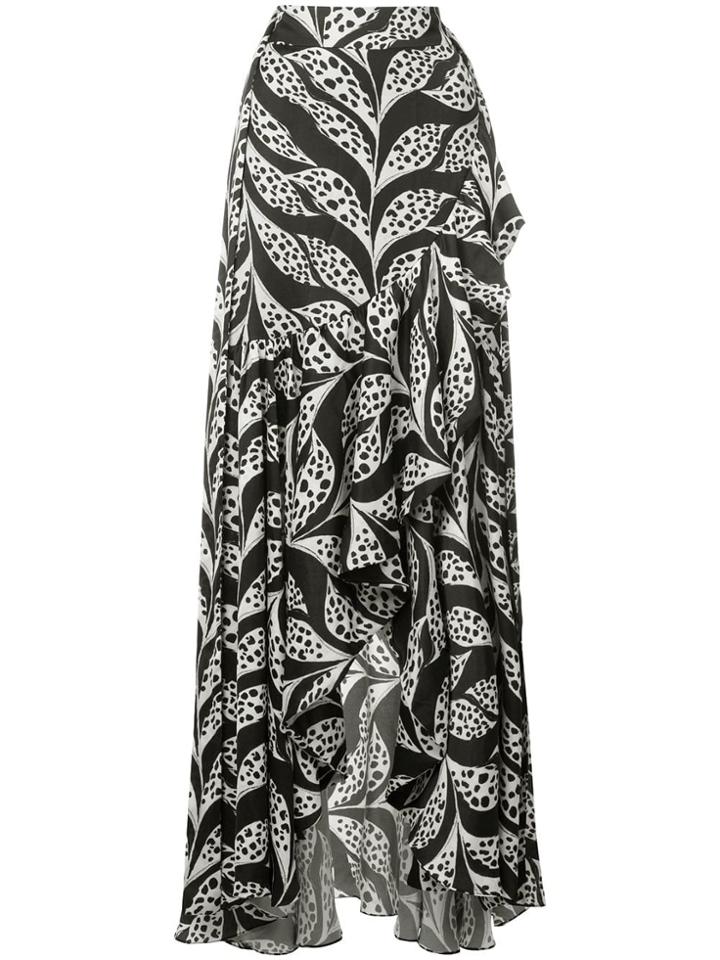 Patbo Leaf Print Maxi Skirt - Black