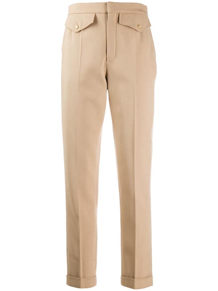 Chloé High-waisted Slim-fit Trousers - Neutrals