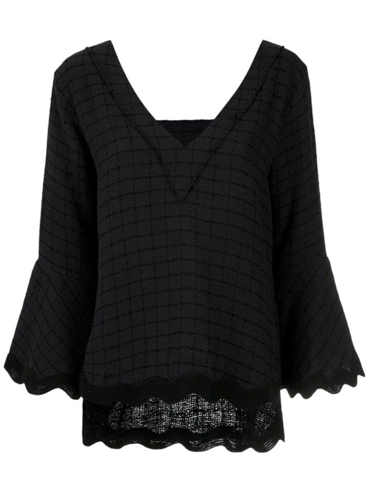 Andrea Bogosian Flared Sleeves Jacquard Blouse - Blue