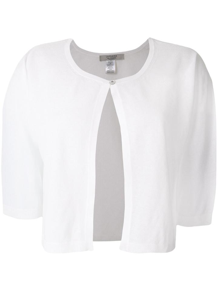 La Fileria For D'aniello Short Sleeve Single Button Cardigan - White