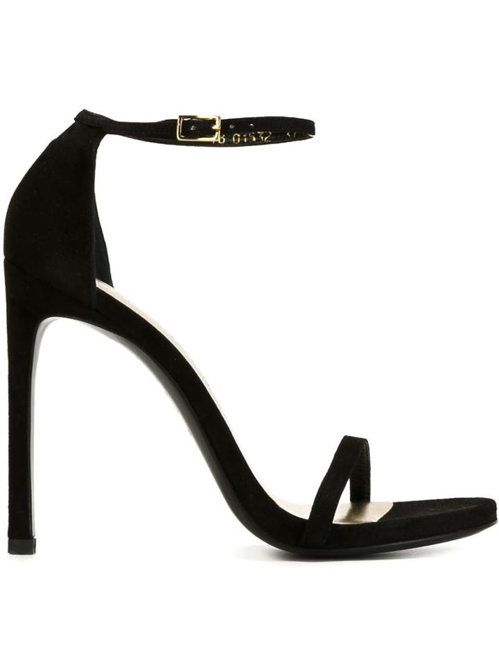Stuart Weitzman Nudist Sandals, Women's, Size: 40, Black, Suede/leather