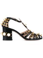 Gucci Black Leather Studded 80 Sandals