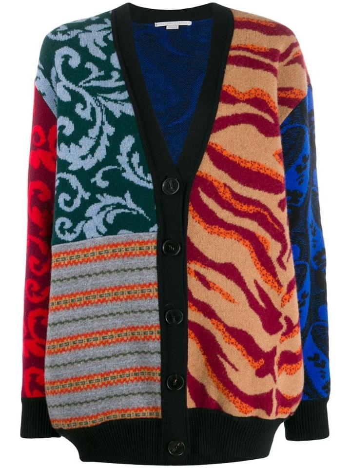 Stella Mccartney Patchwork Intarsia Knit Cardigan - Neutrals
