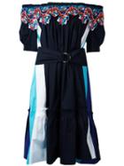 Peter Pilotto - Bardot Guipare Lace Trim Dress - Women - Cotton/polyamide/polyester/spandex/elastane - 10, Blue, Cotton/polyamide/polyester/spandex/elastane