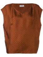 Alberto Biani - V-neck Spot Blouse - Women - Silk - 40, Women's, Brown, Silk
