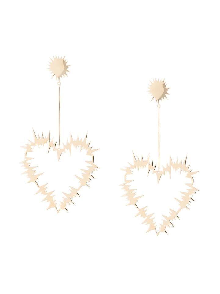 Karen Walker Electric Heart Drop Earrings - Gold
