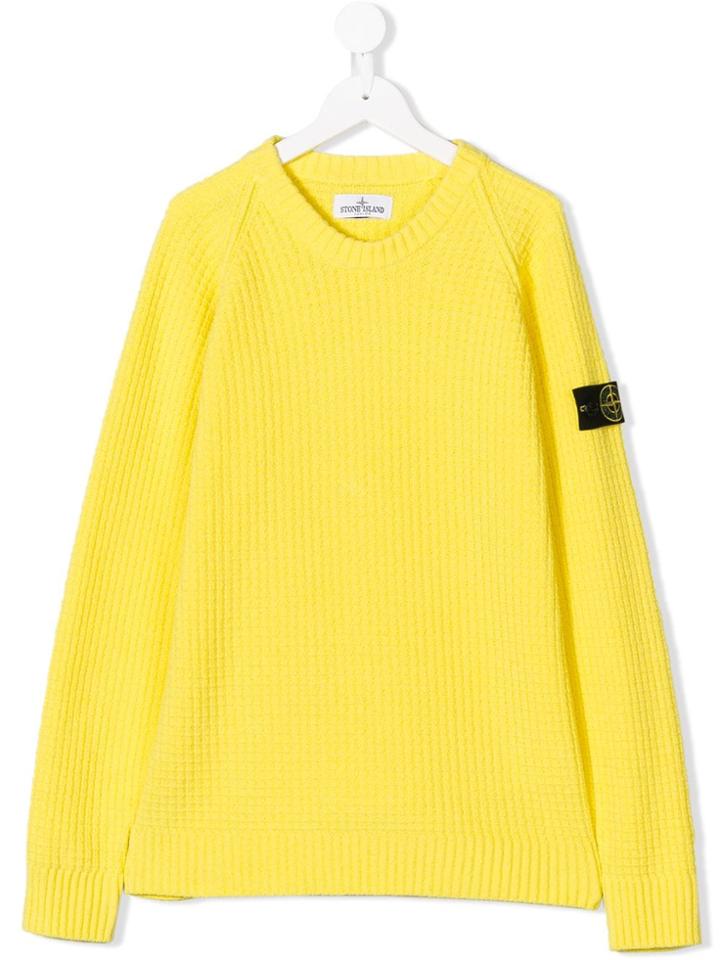 Stone Island Junior Teen Logo Patch Jumper - Yellow & Orange