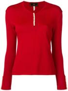 Fendi Vintage White Buttoned Top - Red