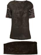 Gianfranco Ferré Pre-owned Embroidered Top And Skirt Suit - Brown