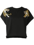 Giamba Tiger Print Loose-fit T-shirt, Women's, Size: 44, Black, Cotton/polyester