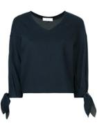 Le Ciel Bleu Knot Tied Sleeves Blouse - Blue