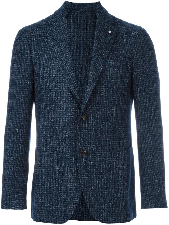 Lardini 'supersoft' Checked Blazer, Men's, Size: 48, Blue, Polyamide/viscose/wool