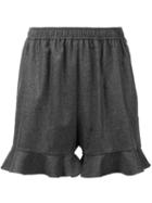 Stella Mccartney Ruffled Hem Shorts, Women's, Size: 42, Grey, Wool/cashmere/spandex/elastane