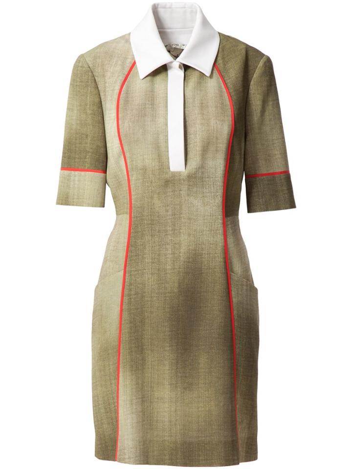 Fendi Polo Collar Dress - Green
