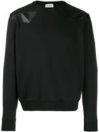 Saint Laurent Leather Detail Sweatshirt - Black