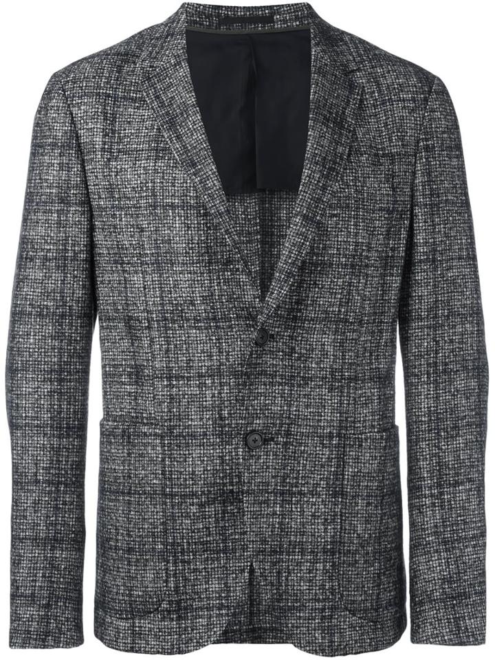 Z Zegna Plaid Single Breasted Blazer, Men's, Size: 46, Grey, Polyamide/cupro/wool/alpaca