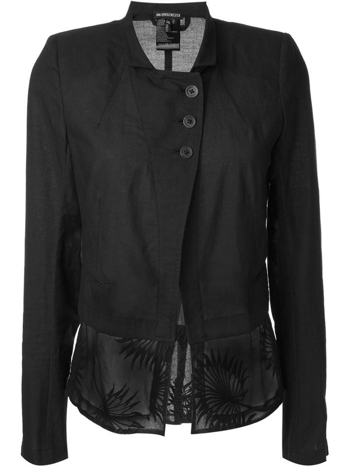Ann Demeulemeester Semi Sheer Lace Insert Asymmetric Fastening Fitted Jacket