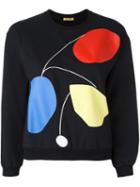 Peter Jensen Cropped Art Sweatshirt, Women's, Size: 0, Black, Cotton/spandex/elastane
