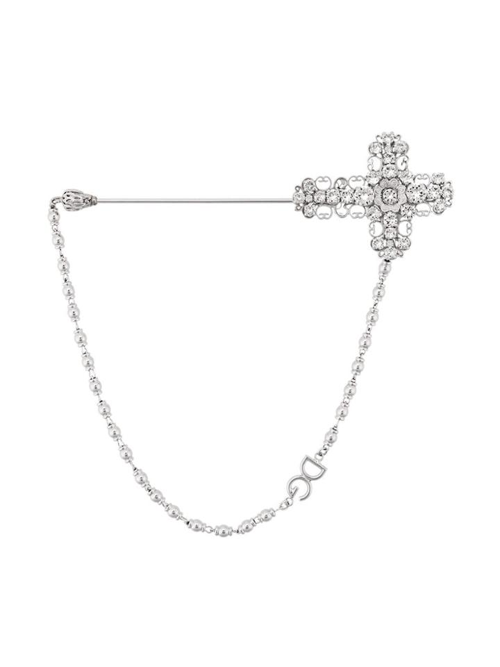 Dolce & Gabbana Cross Brooch Pin - Silver