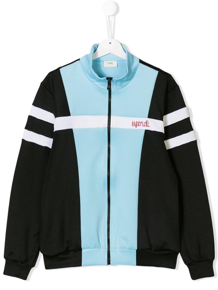 Fendi Kids Colour Block Bomber Jacket - Black