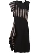 3.1 Phillip Lim Asymmetric Ruffle Dress, Women's, Size: 6, Black, Silk