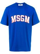Msgm - Logo Print T-shirt - Men - Cotton - L, Blue, Cotton