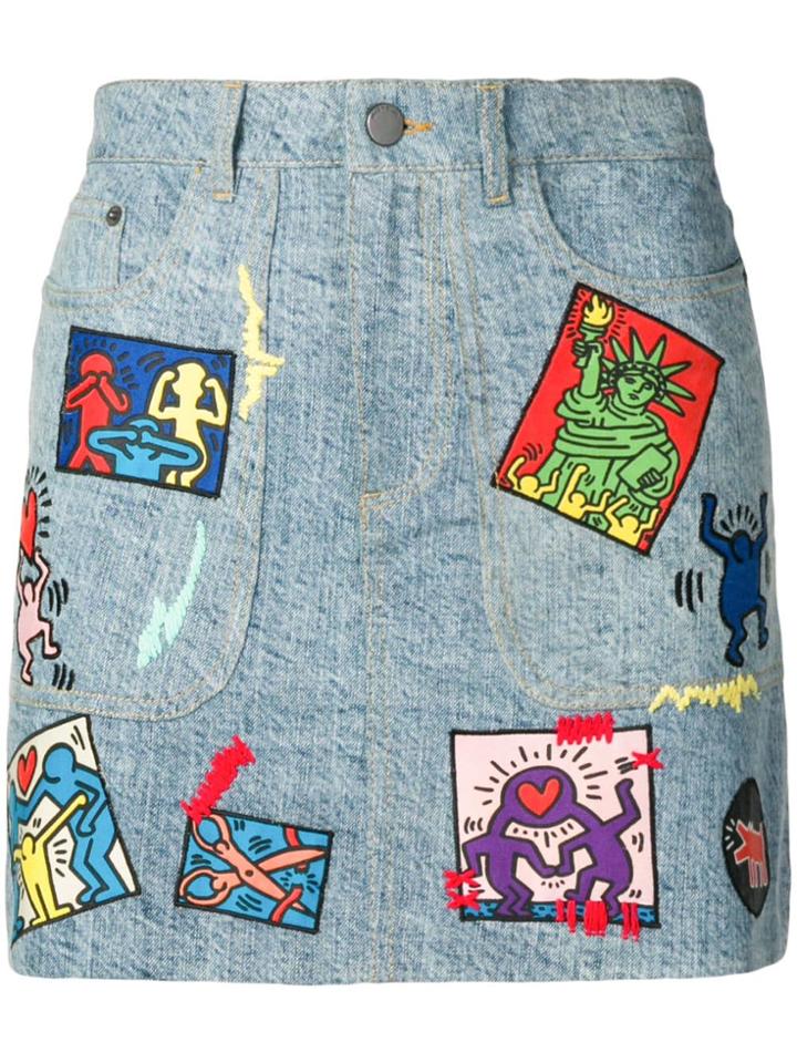 Alice+olivia Patch Detail Skirt - Blue