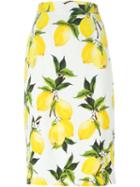 Dolce & Gabbana Lemon (yellow) Print Skirt, Women's, Size: 36, Viscose/spandex/elastane/silk