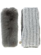Yves Salomon Knitted Fur Arm Warmers - Grey