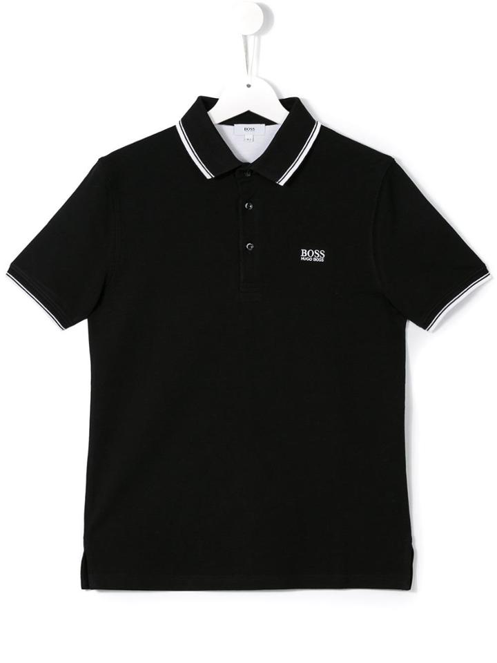 Boss Kids Embroidered Logo Polo Shirt - Black