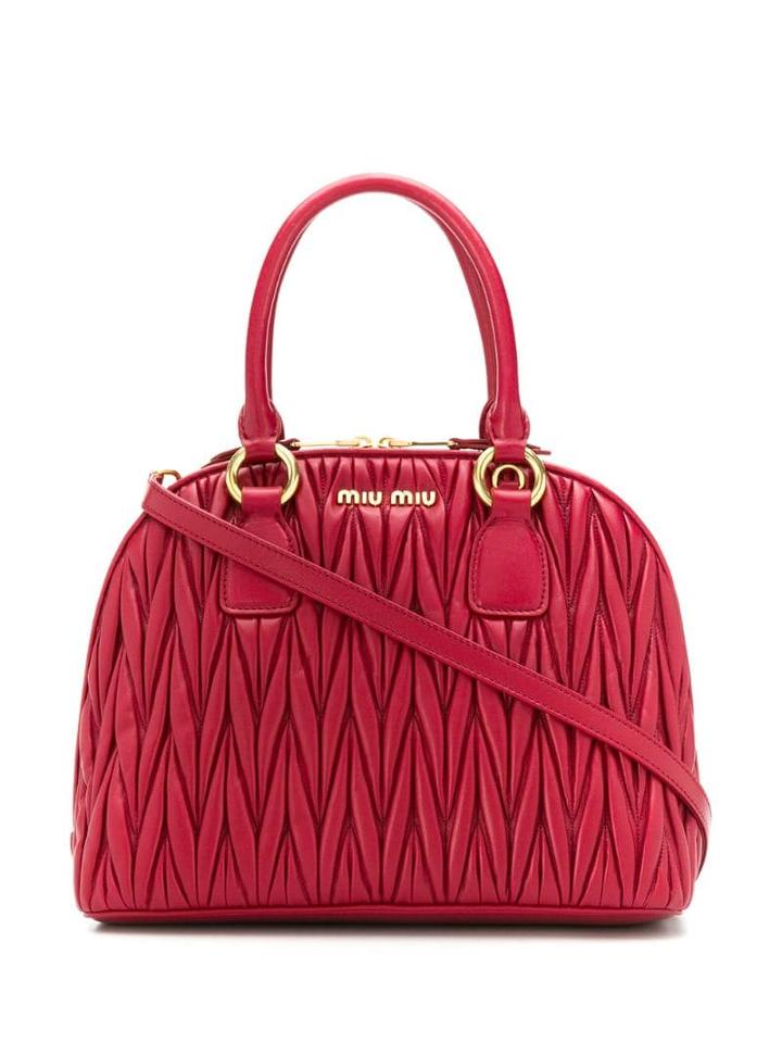 Miu Miu Matelassé Texture Top Handle - Red