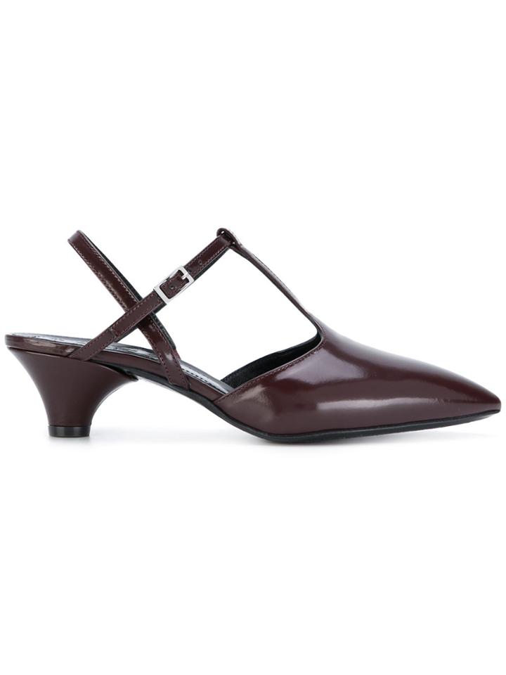 Marni T-bar Pointed Pumps - Brown