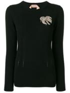 Nº21 Knitted Embellished Jumper - Black