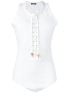 Balmain - Lace Front Vest Top - Women - Cotton/spandex/elastane - 36, White, Cotton/spandex/elastane