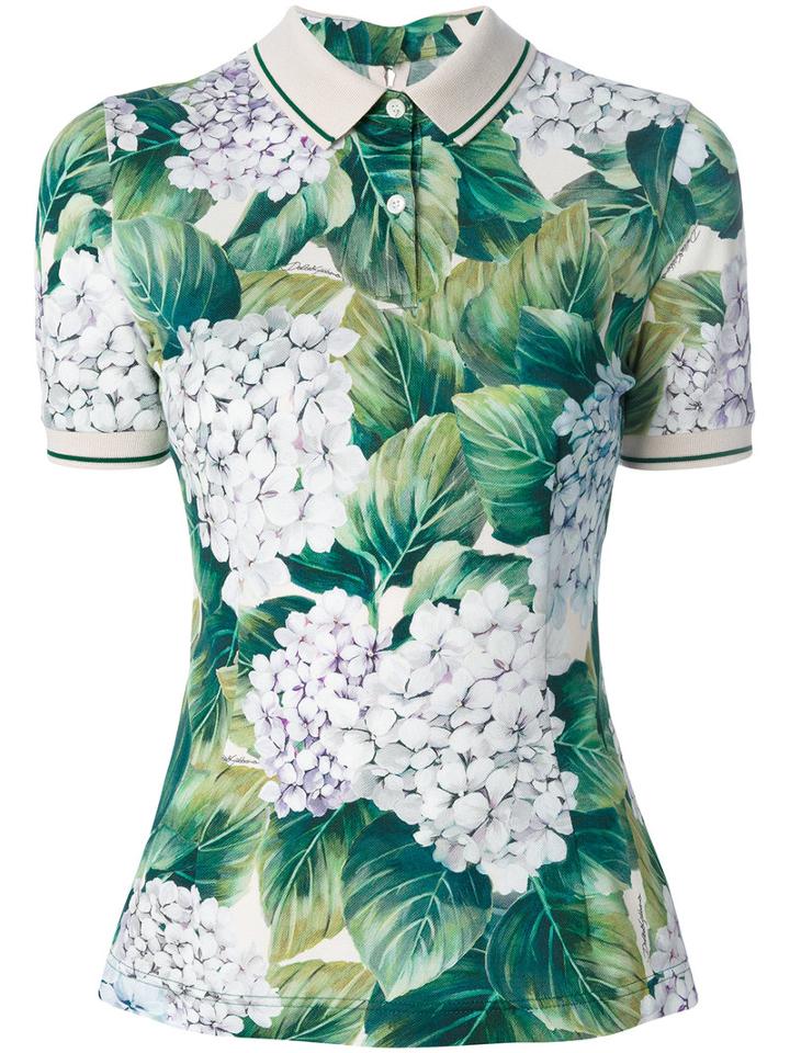 Dolce & Gabbana - Floral Print Polo Shirt - Women - Cotton - 42, Cotton